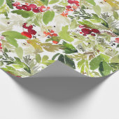 Festive Kerstmis Waterverf Foliage Holly Berry Cadeaupapier (Hoek)