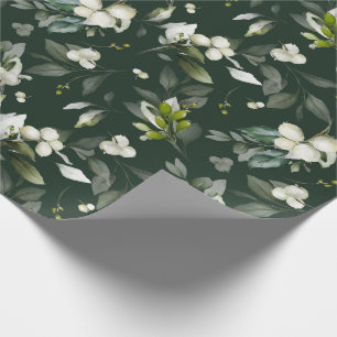 Festive Kerstmis Waterverf Foliage Holly Berry Cadeaupapier