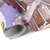 Festive kerstmis Waterverf Illustratie Cadeaupapier (Rol Hoek)