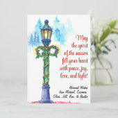 Festive Kerstmis Waterverf Lamp Eenvoudig Feestdagenkaart (Staand voorkant)