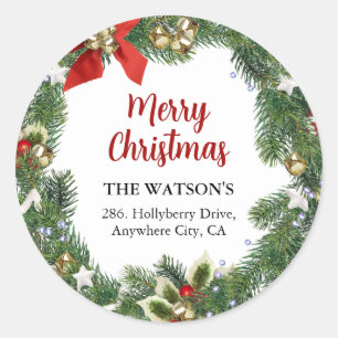 Festive kerstmis Wreater Return Address Label