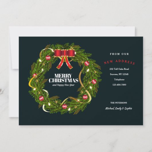Festive kerstmis Wreath Moving Announge Feestdagenkaart (Voorkant)