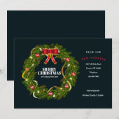 Festive kerstmis Wreath Moving Announge Feestdagenkaart (Voorkant / Achterkant)