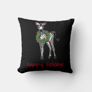Festive kerstmis Zebra, rode groene Holly met adem Kussen