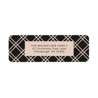 Festive Kerstmis zwart en Cream Check Return Etiket