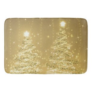 Festive kerstmousserende bomen Gold  Badmat