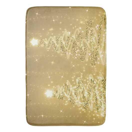 Festive kerstmousserende bomen Gold  Badmat (Voorkant Verticaal)
