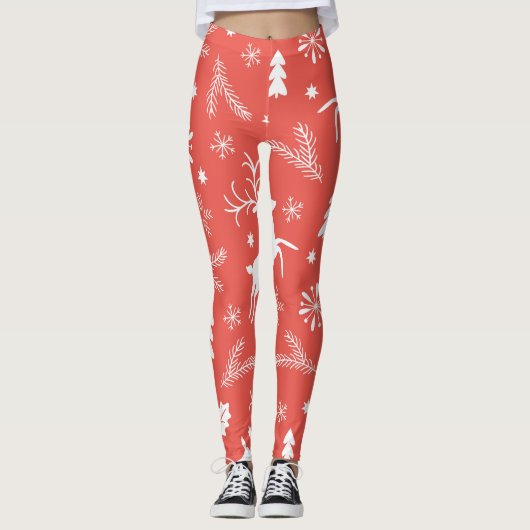 Festive Kerstnaadloos patroon Leggings (Voorkant)