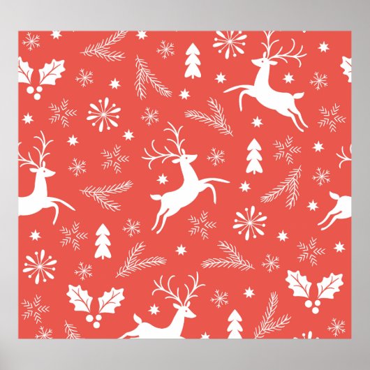 Festive Kerstnaadloos patroon Poster (Voorkant)