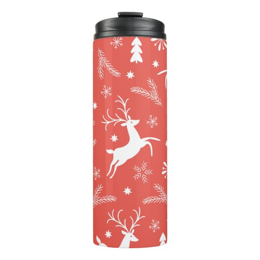 Festive Kerstnaadloos patroon Thermosbeker (Voorkant)
