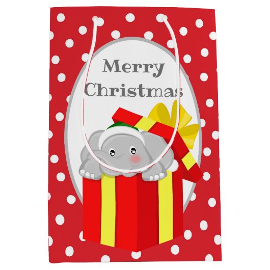 Festive-kerstolifant voegt berichtpartijtas toe medium cadeauzakje (Voorkant)