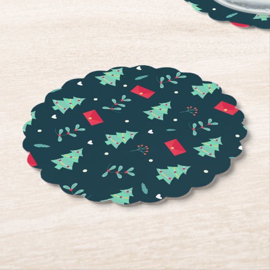 Festive kerstontwerp in feestelijke kleuren kartonnen onderzetters (Gekanteld)