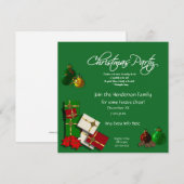 Festive kerstparty uitnodiging met prijsopgave (Voorkant / Achterkant)