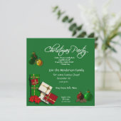 Festive kerstparty uitnodiging met prijsopgave (Staand voorkant)