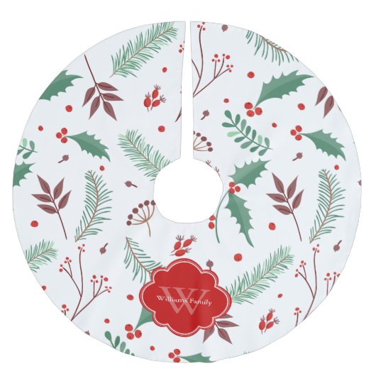 Festive kerstpattern Monogramed Kerstboom Rok (Voorkant)