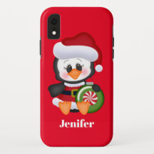 Festive kerstpinguin Holiday: naam toevoegen