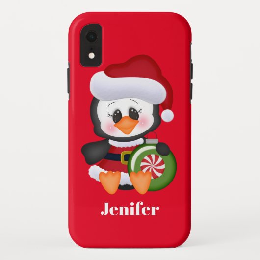Festive kerstpinguin Holiday: naam toevoegen Case-Mate iPhone Case (Achterkant)