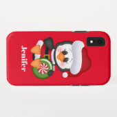Festive kerstpinguin Holiday: naam toevoegen Case-Mate iPhone Case (Achterkant (horizontaal))