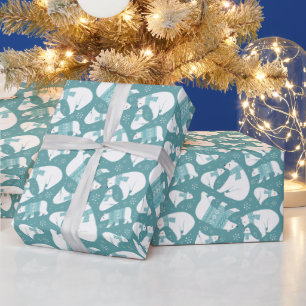 Festive kerstpolaire beren patroon getild cadeaupapier