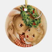 Festive kerstretro meisje render keramisch ornament (Voorkant)