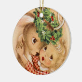 Festive kerstretro meisje render keramisch ornament (Links)