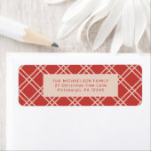 Festive kerstrood en crème Check Return Etiket (Insitu)