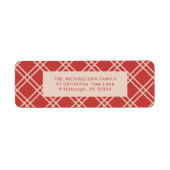 Festive kerstrood en crème Check Return Etiket (Voorkant)