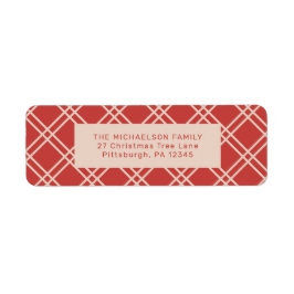Festive kerstrood en crème Check Return Etiket