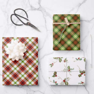 Festive kerstrood en groene speldenstaart met Holl Inpakpapier Vel