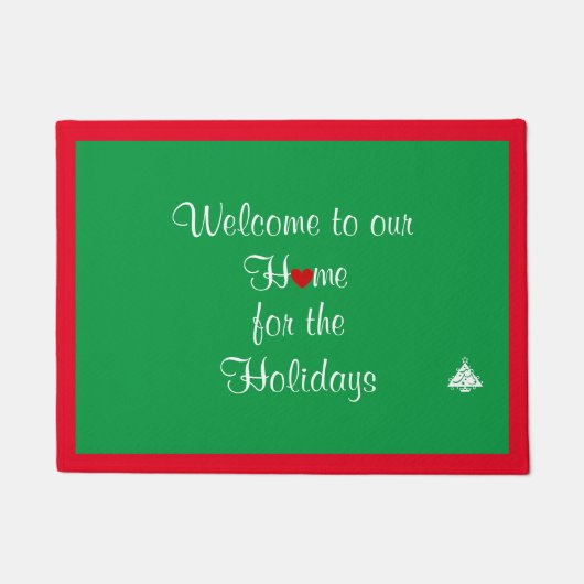 Festive kerstrood en groene welkomstmat deurmat (Voorkant)