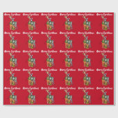 Festive kerstsafari, zebra giraffe lion cadeaupapier (Vlak)