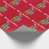 Festive kerstsafari, zebra giraffe lion cadeaupapier (Hoek)