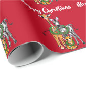 Festive kerstsafari, zebra giraffe lion cadeaupapier (Rol Hoek)