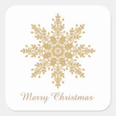Festive kerstsnowflake voegt groet hier toe vierkante sticker (Voorkant)