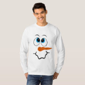 Festive kerstsnowman gezicht mannen t-shirt (Voorkant volledig)