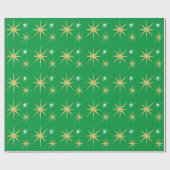 Festive kerststars Pattern Green Cadeaupapier (Vlak)
