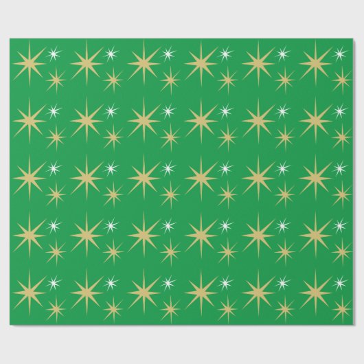 Festive kerststars Pattern Green Cadeaupapier (Vlak)