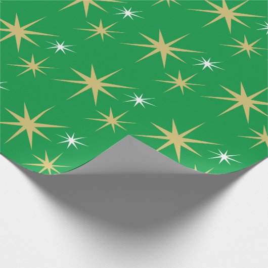Festive kerststars Pattern Green Cadeaupapier (Hoek)
