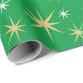 Festive kerststars Pattern Green Cadeaupapier (Rol Hoek)