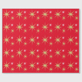 Festive kerststars Pattern Red Cadeaupapier (Vlak)