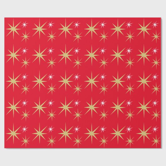 Festive kerststars Pattern Red Cadeaupapier (Vlak)