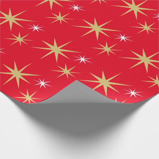 Festive kerststars Pattern Red Cadeaupapier (Hoek)