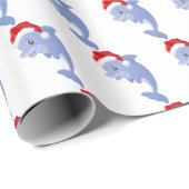 Festive kerststrand dolphin party betegeld cadeaupapier (Rol Hoek)