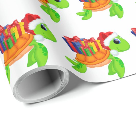 Festive kerststrand zee schildpad cadeaupapier (Rol Hoek)