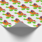 Festive kerststrand zee schildpad cadeaupapier (Hoek)