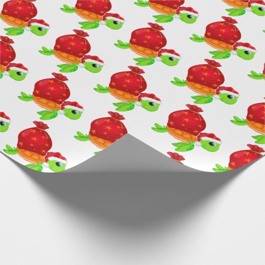 Festive kerststrand zee schildpad cadeaupapier (Hoek)