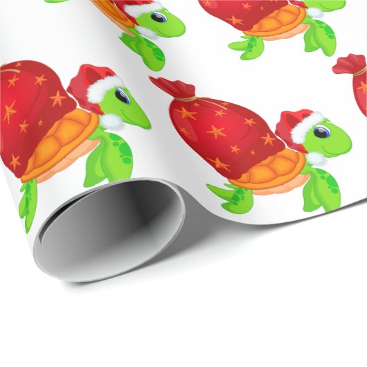 Festive kerststrand zee schildpad cadeaupapier (Rol Hoek)