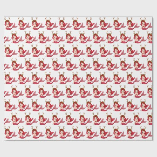 Festive kerststrand zeemiderpartij cadeaupapier (Vlak)