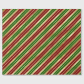 Festive kerstStripes Pattern Red Green Gold Cadeaupapier (Vlak)
