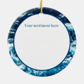 Festive kerstsurfende kerstman voegt sentiment toe keramisch ornament (Achterkant)